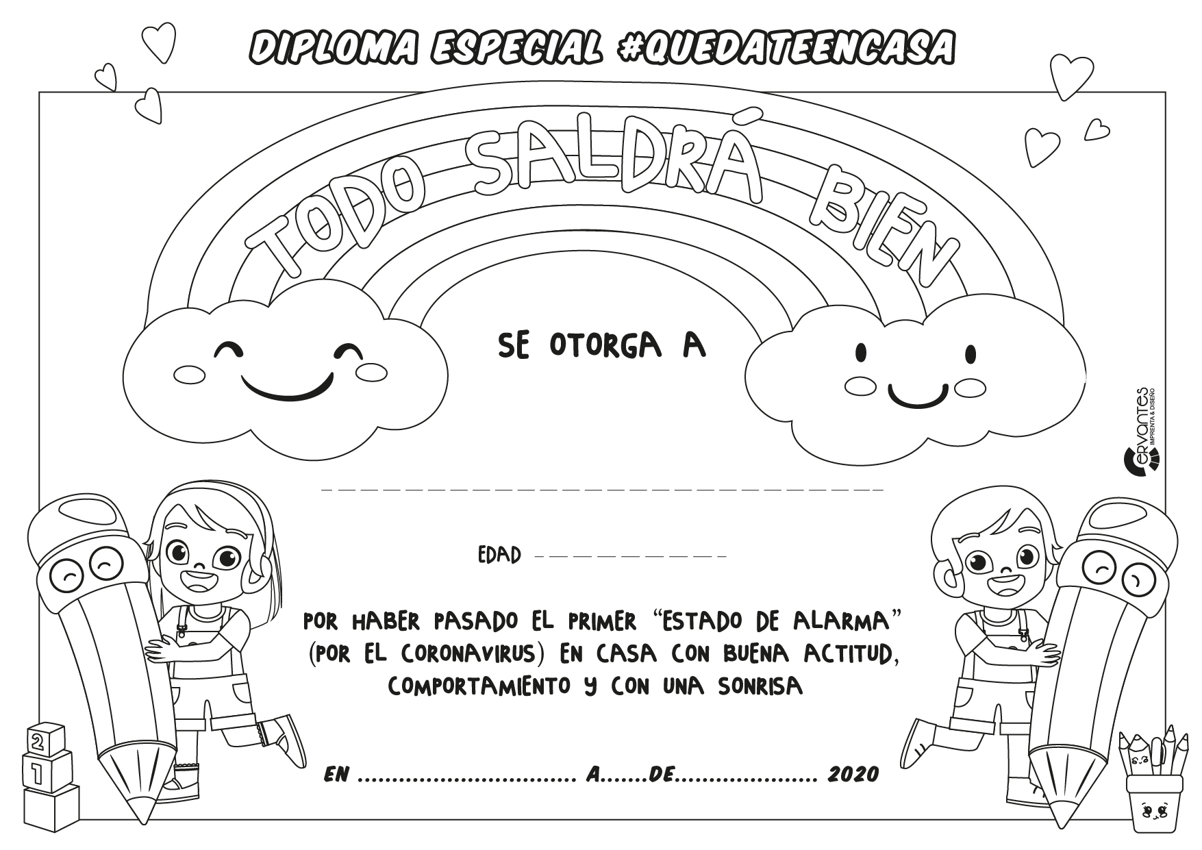 Diploma Para Descargar Y Colorear Quedateencasa